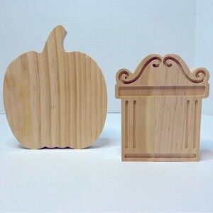 Mondo Llama Halloween Autumn Wood Pumpkin & Tomb Stone Set Ready to Decorate NEW